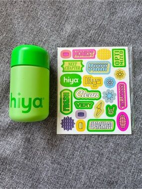 Hiya Refillable Glass Jar with Original Sticker Sheet NEW